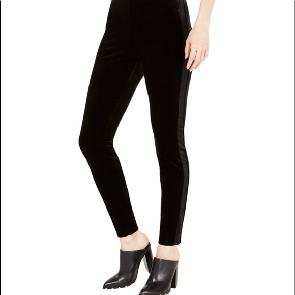 Floreiza Women’s Black Faux Leather Side Striped Lightweight Legging Size M EUC - Picture 1 of 9